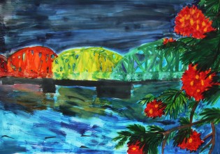 Kateřina Ptáčková, Most TRƯỜNG TIỀN ve Vietnamu, akvarel, Jazykové gymnázium Pavla Tigrida, Ostrava
