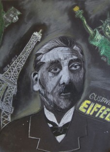 Kateřina Plchová, portrét Gustava Eiffela, pastel,  ZUŠ Valčíka, Ostrava